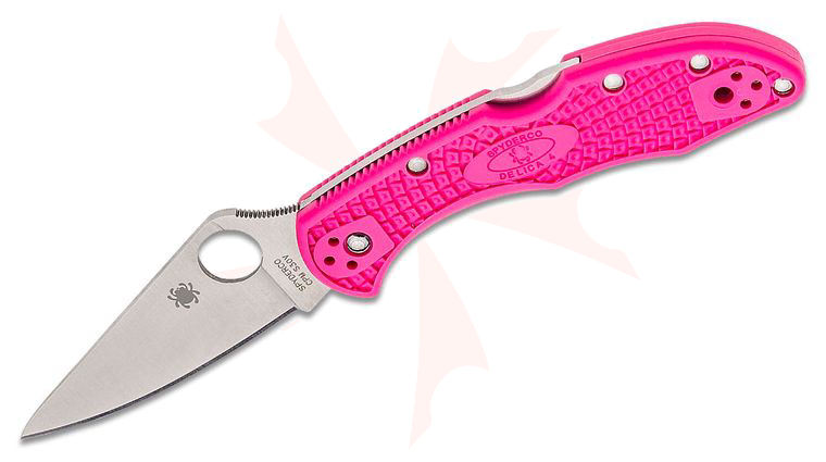 Spyderco Delica 4 Lightweight Folding Knife 2.9 inch S30V Satin Plain Blade, Pink FRN Handles