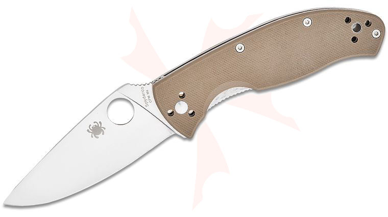Spyderco Tenacious Folding Knife 3.35 inch CPM-M4 Satin Plain Blade, Brown G10 Handles