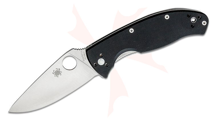 Spyderco Tenacious Folding Knife 3-3/8 inch Satin Plain Blade, Black G10 Handles