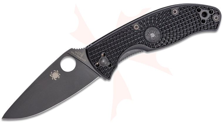 Spyderco Lightweight Tenacious Folding Knife 3.39 inch Black Oxide Plain Blade, Black FRN Handles