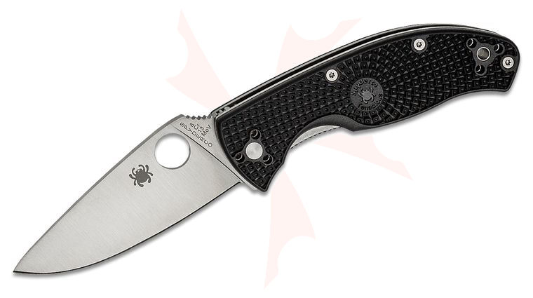 Spyderco Lightweight Tenacious Folding Knife 3.39 inch Satin Plain Blade, Black FRN Handles