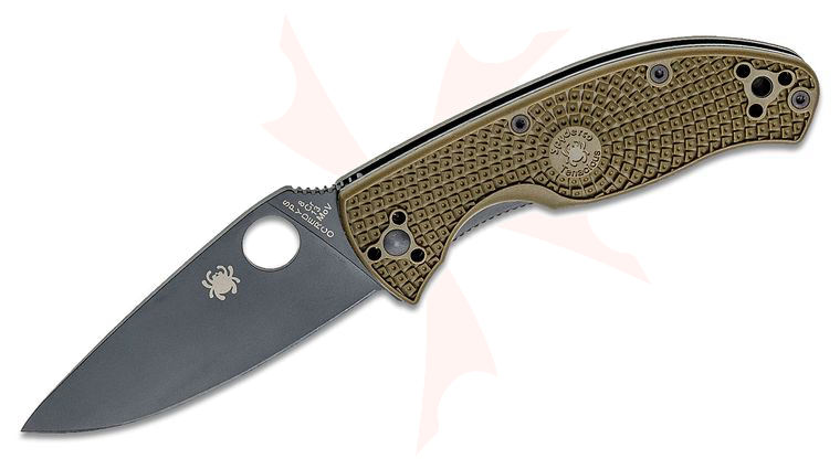 Spyderco Lightweight Tenacious Distributor Exclusive Folding Knife 3.39 inch Black Plain Blade, OD Green FRN Handles