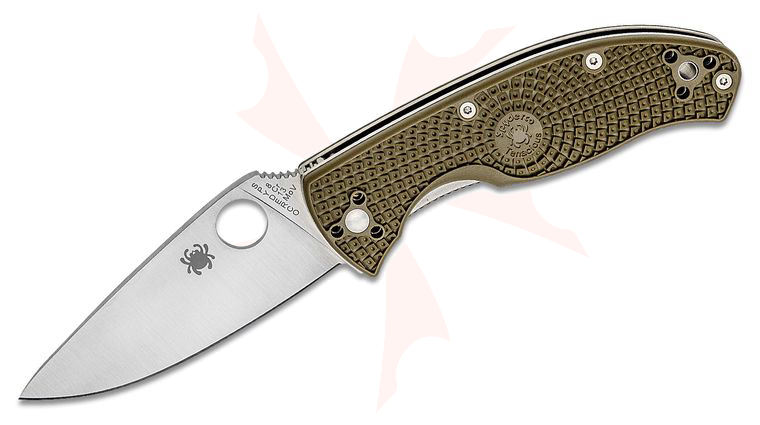 Spyderco Lightweight Tenacious Distributor Exclusive Folding Knife 3.39 inch Satin Plain Blade, OD Green FRN Handles