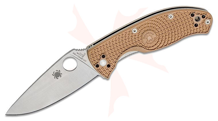 Spyderco Lightweight Tenacious Distributor Exclusive Folding Knife 3.39 inch Satin Plain Blade, Tan FRN Handles