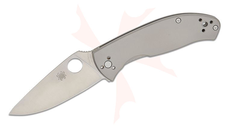 Spyderco Tenacious Distributor Exclusive Frame Lock Folding Knife 3.35 inch Satin Plain Blade, Gray Titanium Handles