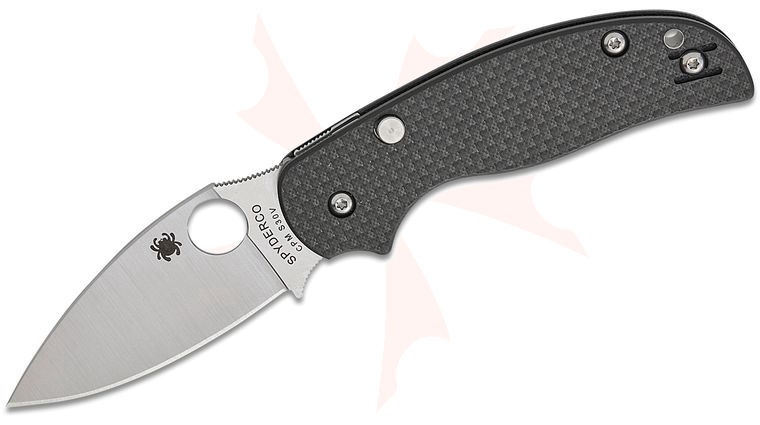 Spyderco Sage 6 Button Compression Lock Folding Knife 3 inch CPM-S30V Satin Blade, Peel-Ply Carbon Fiber/G10 Laminate Handles