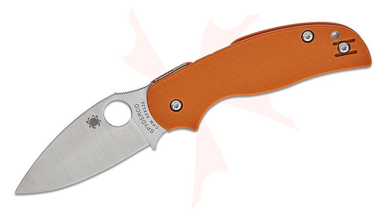 Spyderco Sage 5 Compression Lock Folding Knife 3 inch CPM-REX 121 Satin Blade, Burnt Orange G10 Handles