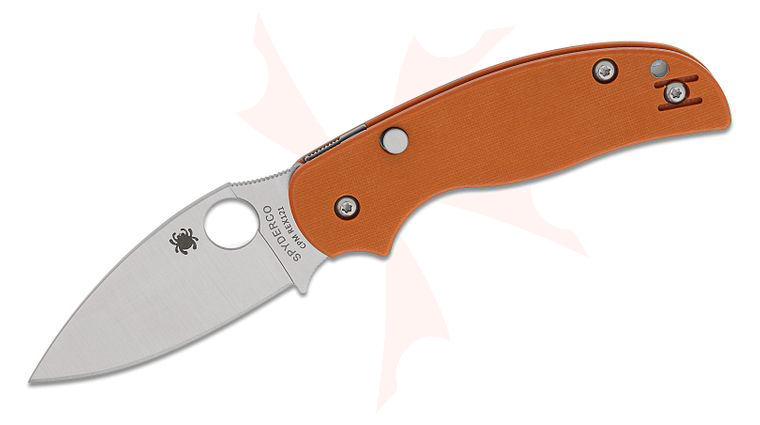 Spyderco Sage 6 Button Compression Lock Folding Knife 3 inch CPM-REX 121 Satin Blade, Burnt Orange G10 Handles, Reversible Wire Clip
