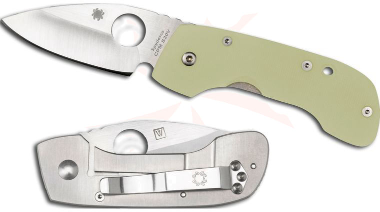 Spyderco C128GP Leaf Storm Folding Knife 2-1/2 inch S30V Plain Blade, Titanium and G10 Handles