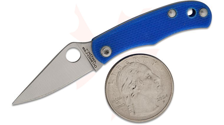 Spyderco Bug Micro-Size Slipjoint Folding Knife 1.27 inch 12C27 Satin Plain Blade, Blue G10 Handles