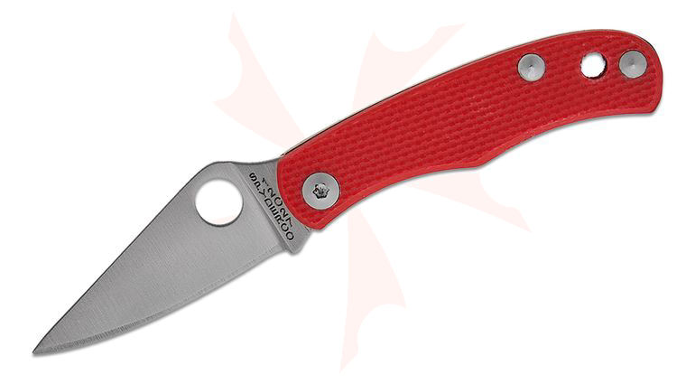 Spyderco Bug Micro-Size Slipjoint Folding Knife 1.27 inch 12C27 Satin Plain Blade, Red G10 Handles