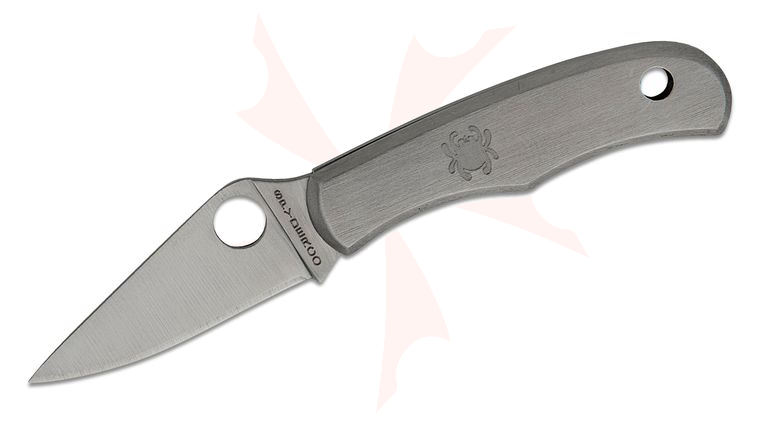 Spyderco Bug Micro-Size Folding Knife 1.27 inch Satin Plain Blade, Stainless Steel Handles