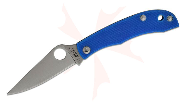Spyderco HoneyBee Micro-Size Slipjoint Folding Knife 1.67 inch 12C27 Satin Plain Blade, Blue G10 Handles