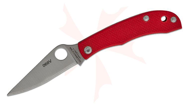 Spyderco HoneyBee Micro-Size Slipjoint Folding Knife 1.67 inch 12C27 Satin Plain Blade, Red G10 Handles