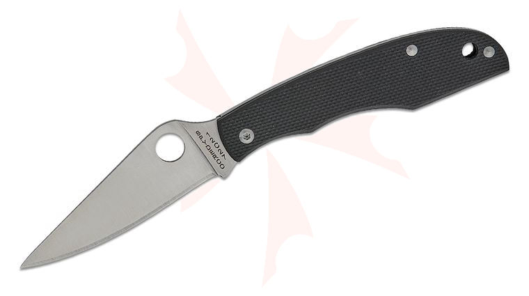 Spyderco GrassHopper Miniature Slipjoint Folding Knife 2.27 inch 12C27 Satin Plain Blade, Black G10 Handles