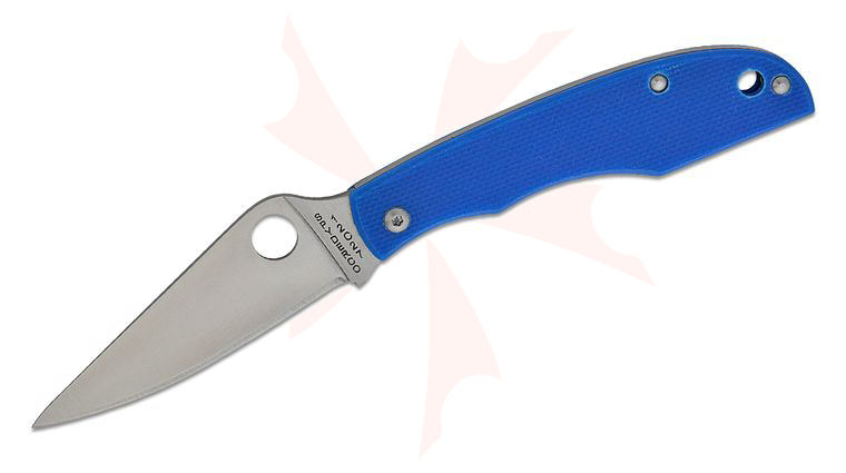 Spyderco GrassHopper Miniature Slipjoint Folding Knife 2.27 inch 12C27 Satin Plain Blade, Blue G10 Handles