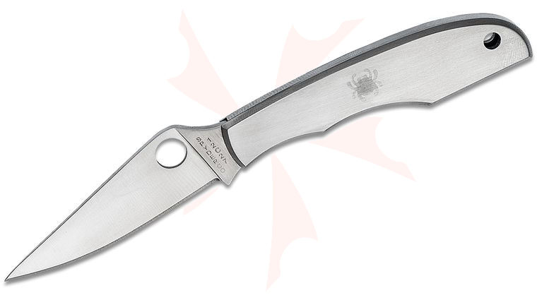 Spyderco GrassHopper Miniature Folding Knife 2.27 inch 12C27 Satin Plain Blade, Stainless Steel Handles