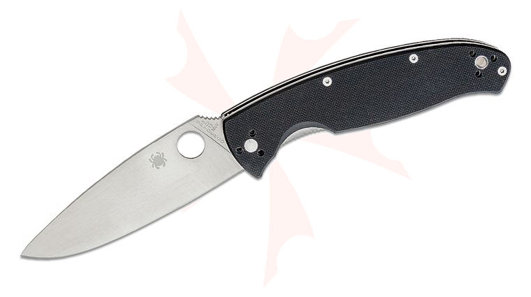 Spyderco Resilience Folding Knife 4-1/4 inch Satin Plain Blade, Black G10 Handles