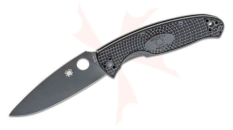Spyderco Resilience Lightweight Folding Knife 4.2 inch Black Oxide Plain Blade, Black FRN Handles