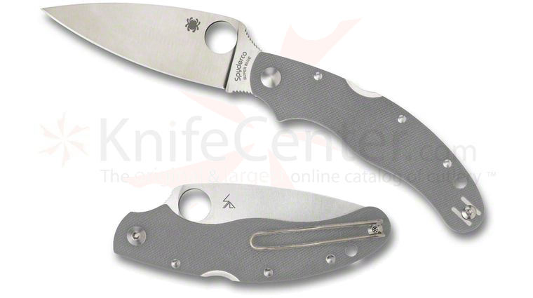 Spyderco C144GPGY Caly3.5 Folding Knife 3-1/2 inch Super Blue Steel Blade, Gray G10 Handles, Sprint Run