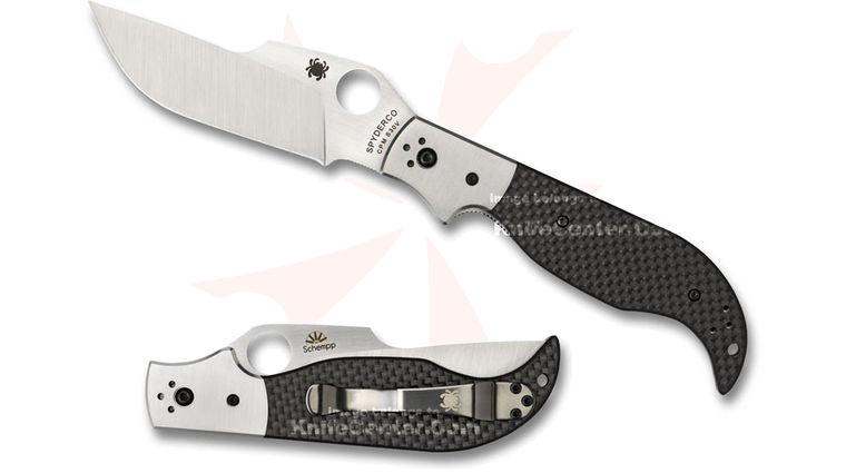 Spyderco C147CFP Ed Schempp Navaja Folding Knife 3-7/8 inch S30V Plain Blade, Carbon Fiber Handles