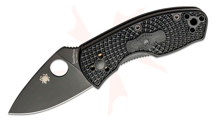 Spyderco Ambitious Lightweight Folding Knife 2.31 inch Black Plain Blade, Black FRN Handles