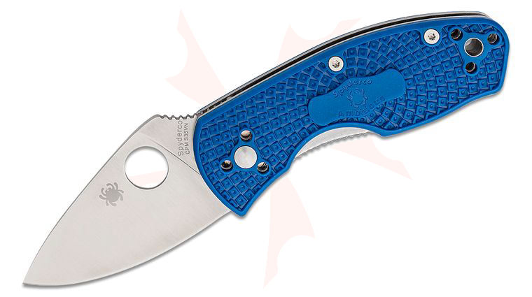 Spyderco Ambitious Lightweight Folding Knife 2.31 inch S35VN Satin Plain Blade, Blue FRN Handles