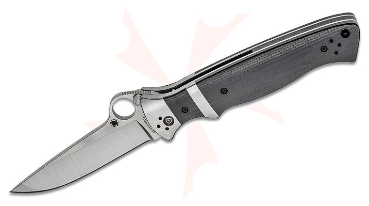 Spyderco Vallotton Sub-Hilt Folding Knife 3-3/4 inch S30V Plain Blade, G10 Handles
