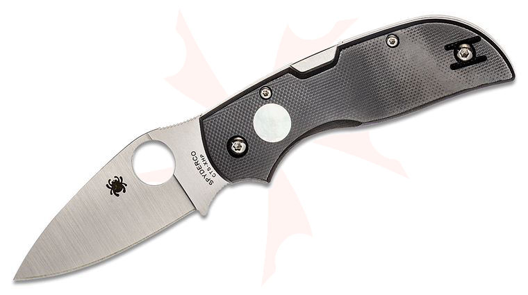 Spyderco Chaparral Sun & Moon Folding Knife 2.8 inch CTS-XHP Satin Plain Blade, Black and White G10 Handles with Mother of Pearl and Red G10 Inlays