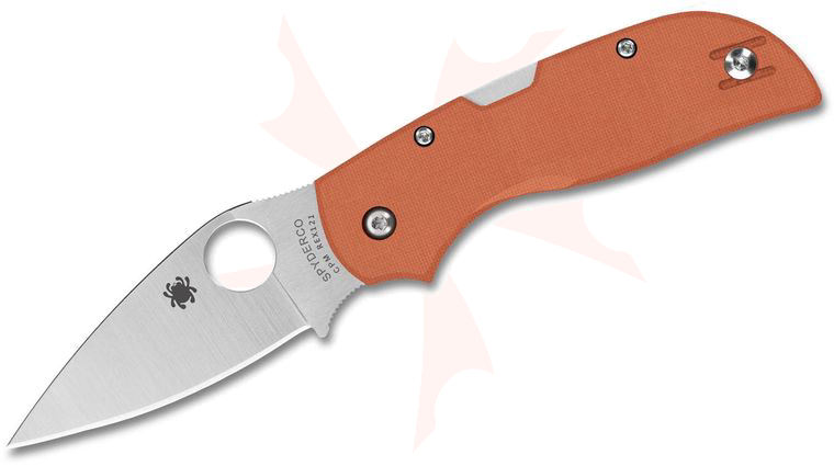 Spyderco Chaparral Folding Knife 2.8 inch CPM-REX 121 Satin Plain Blade, Burnt Orange G10 Handles, Reversible Wire Clip