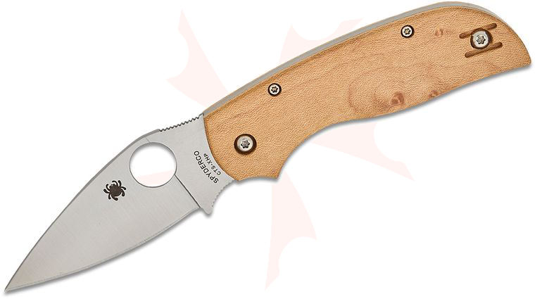 Spyderco Chaparral Slipjoint Folding Knife 2.77 inch CTS-XHP Satin Plain Blade, Birdseye Maple Wood Handles