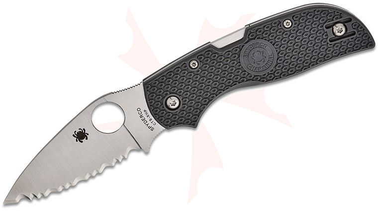 Spyderco Chaparral Lightweight Lock Back Folding Knife 2.8 inch CTS-XHP Satin Serrated Blade, Gray FRN Handles