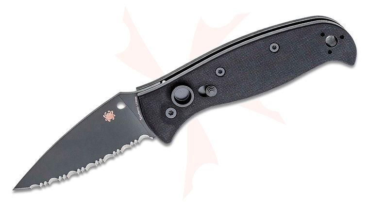 Spyderco Autonomy 2 AUTO Folding Knife 3.5 inch LC200N Black DLC Serrated Blade, Black G10 Handles