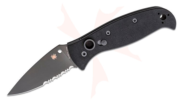 Spyderco Autonomy 2 AUTO Folding Knife 3.5 inch LC200N Black DLC Combo Blade, Black G10 Handles
