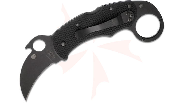 Spyderco Karahawk Emerson Opener Folding Karambit 2.35 inch VG10 Black Blade with Wave, Black G10 Handles