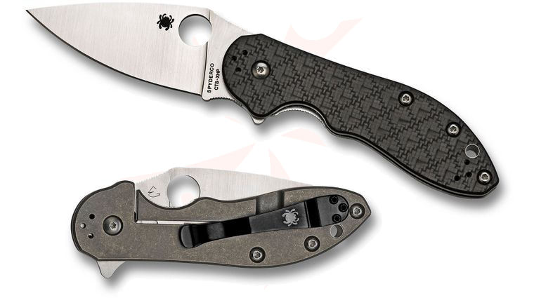 Spyderco C172CFTIP Domino Flipper 3.13 inch CTS-XHP Blade, Carbon Fiber Laminate and Titanium Handles