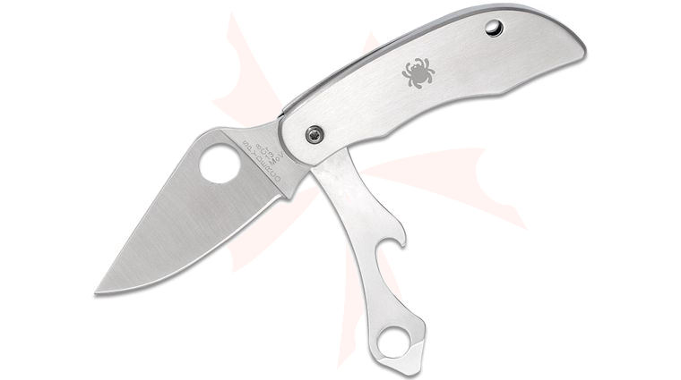 Spyderco ClipiTool Bottle Opener/Screwdriver Folding 2 inch 8Cr13MoV Blade, Stainless Steel Handles