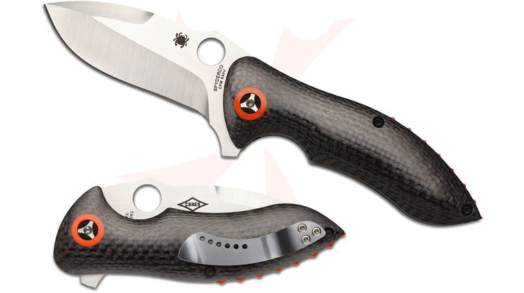 Spyderco C187CFP Peter Carey Rubicon Flipper 3.03 inch S30V Satin Plain Blade, Carbon Fiber Handles