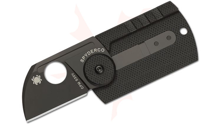 Spyderco Serge Panchenko Dog Tag Folder 1.22 inch S30V Chisel Ground Blade, Carbon Fiber and G10 Handles