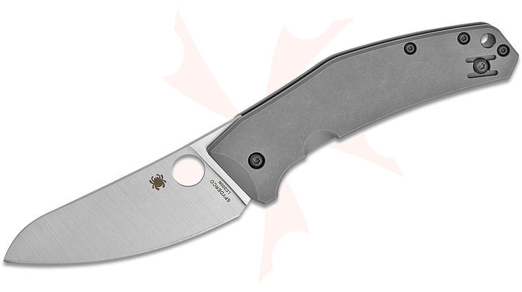 Spyderco Marcin Slysz SpydieChef Folding Knife 3.32 inch LC200 N Satin Plain Blade, Gray Titanium Handles