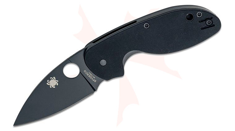 Spyderco Efficient Folding Knife 2.98 inch Black Oxide Plain Blade, Black G10 Handles