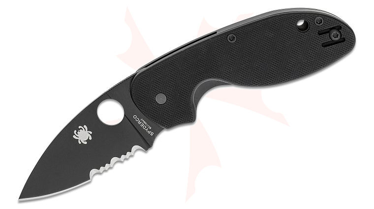 Spyderco Efficient Folding Knife 2.98 inch Black Oxide Combo Blade, Black G10 Handles