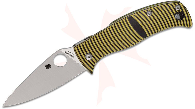 Spyderco Caribbean Salt Series Folding Knife 3.7 inch LC200N Leaf Shaped Plain Blade, 3D Machined G10 Handles
