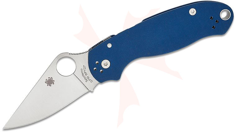 Spyderco Para 3 Compression Lock Folding Knife 2.95 inch CPM-SPY27 Satin Plain Blade, Cobalt Blue G10 Handles (Paramilitary 3)
