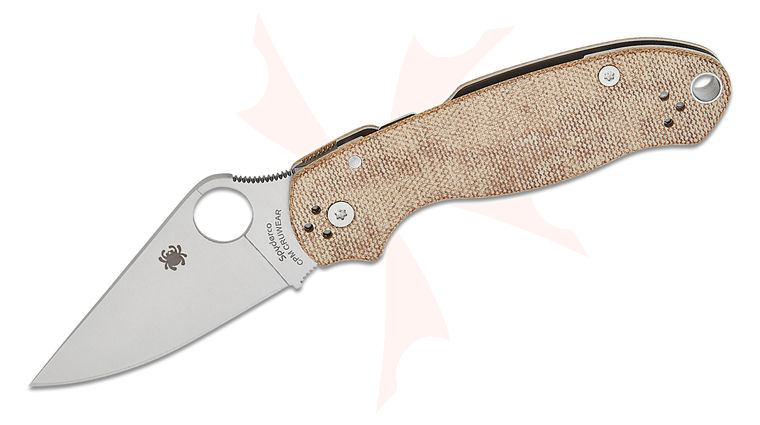 Spyderco Para 3 Compression Lock Folding Knife 2.95 inch CPM-CruWear Satin Plain Blade, Brown Canvas Micarta Handles (Paramilitary 3)
