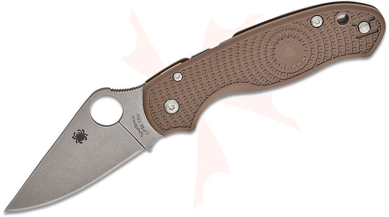 Spyderco Para 3 Lightweight Sprint Run Compression Lock Folding Knife 2.93 inch CPM-15V Stonewashed Plain Blade, Brown FRN Handles (Paramilitary 3)