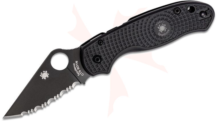 Spyderco C223SBBK Para 3 Lightweight Folding Knife 2.92 inch CTS-BD1N Black Serrated Blade, Black FRN Handles (Paramilitary 3)