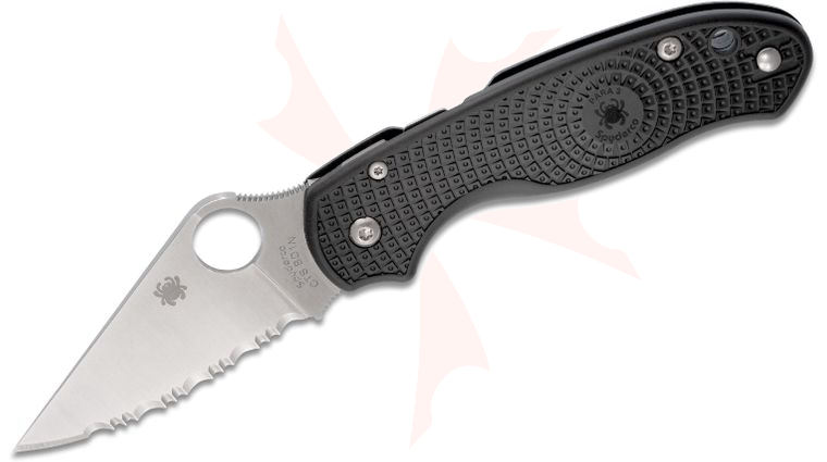 Spyderco Para 3 Lightweight Folding Knife 2.92 inch CTS-BD1N Satin Serrated Blade, Black FRN Handles (Paramilitary 3)