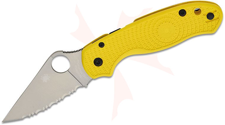 Spyderco Para 3 Salt Lightweight Compression Lock Folding Knife 2.92 inch CPM-MagnaCut Satin Serrated Blade, Yellow FRN Handles (Paramilitary 3)