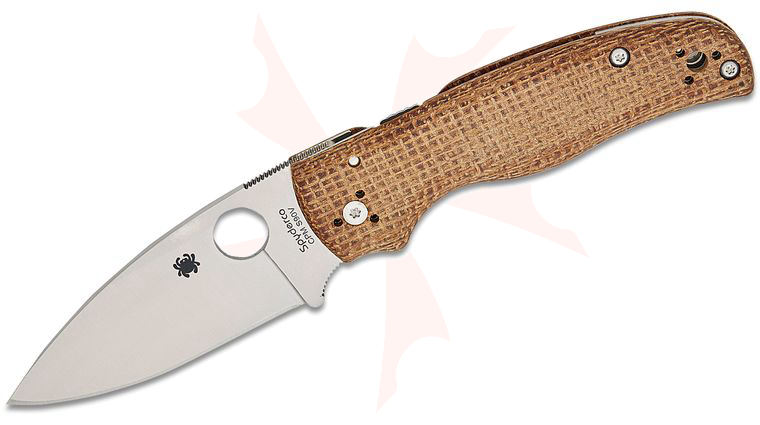 Spyderco Shaman Folding Knife 3.58 inch S90V Satin Plain Blade, Burlap Micarta Handles - KnifeCenter Exclusive